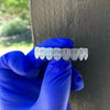 925 Sterling Silver Iced CZ Flooded Out Baguettes Bottom 8 Teeth Grillz