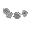 925 Sterling Silver Iced CZ Flooded Out Round Micro Pave Earrings 6MM