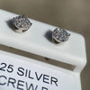 925 Sterling Silver Iced CZ Flooded Out Round Micro Pave Earrings 6MM