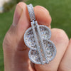 925 Sterling Silver Iced Dollar $ Sign Flooded Out CZ Baguette Pendant