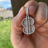 925 Sterling Silver Iced Dollar $ Sign Flooded Out CZ Baguette Pendant