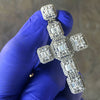 925 Sterling Silver Iced Flooded Out Cross Pendant 2"