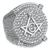 925 Sterling Silver Iced Flooded Out CZ Masonic Mason Ring