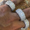 925 Sterling Silver Iced Flooded Out Round & Baguette CZ