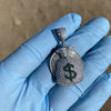 925 Sterling Silver Iced Money Bag Emoji Flooded Out Pendant