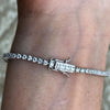 925 Sterling Silver Iced One Row Tennis Bracelet 2MM 6"-8.5"