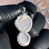 925 Sterling Silver Iced Ouroboros Pendant Dragon Micro Pave Flooded Out CZ