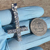 925 Sterling Silver Inverted Upside Down Cross Saint Peter Iced Flooded Out CZ Pendant