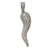 925 Sterling Silver Italian Horn Cornicello Charm CZ Iced Pendant