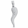 925 Sterling Silver Italian Horn Cornicello Cuerno CZ Iced Pendant