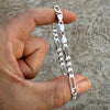 925 Sterling Silver Italy Figaro Link Chain Bracelet 6 MM Thick 6"-9" Inch