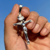 925 Sterling Silver Jesus Crucifix Cross Shiny Pendant Large 2.5" in