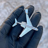 925 Sterling Silver Jet Airplane Pendant CZ Iced Plane Charm