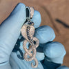 925 Sterling Silver King Cobra Snake Serpent Iced CZ Flooded Out Pendant