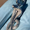 925 Sterling Silver King Cobra Snake Serpent Iced CZ Flooded Out Pendant