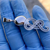 925 Sterling Silver King Cobra Snake Serpent Iced CZ Flooded Out Pendant