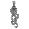 925 Sterling Silver King Cobra Snake Serpent Iced CZ Flooded Out Pendant