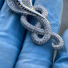 925 Sterling Silver King Cobra Snake Serpent Iced CZ Flooded Out Pendant