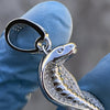 925 Sterling Silver King Cobra Snake Serpent Iced CZ Flooded Out Pendant