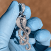 925 Sterling Silver King Cobra Snake Serpent Viper Iced CZ Flooded Out Pendant