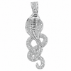 925 Sterling Silver King Cobra Snake Serpent Viper Iced CZ Flooded Out Pendant