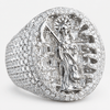 925 Sterling Silver La Santa Muerte Grim Reaper Iced Bling Out Ring