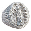 925 Sterling Silver La Santa Muerte Grim Reaper Iced Bling Out Ring