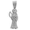 925 Sterling Silver La Santa Muerte Iced Micro Pave CZ Small Pendant 1.75"