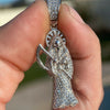 925 Sterling Silver La Santa Muerte Iced Micro Pave Small Pendant