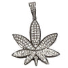 925 Sterling Silver Marijuana Weed Leaf Iced Flooded Out Moissanite Pendant