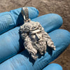 925 Sterling Silver Matte Viking Jesus Head Moissanite VVS D Pendant Small 1"