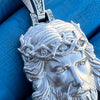 925 Sterling Silver Matte Viking Jesus Head Moissanite VVS D Pendant Small 1"