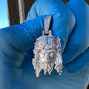 925 Sterling Silver Matte Viking Jesus Head Moissanite VVS D Pendant Small 1"