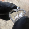 925 Sterling Silver Moissanite Mom Heart Shape Love Pendant Necklace