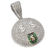 925 Sterling Silver Money Mouth Face Emoji CZ Iced $ Pendant