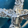 925 Sterling Silver Nugget Jesus Crucifix Cross Flooded Out CZ Iced Pendant