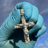 925 Sterling Silver Nugget Jesus Crucifix Cross Flooded Out CZ Iced Pendant