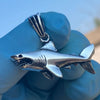 925 Sterling Silver Oxidized Great White Shark Pendant