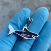 925 Sterling Silver Oxidized Great White Shark Pendant