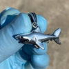 925 Sterling Silver Oxidized Great White Shark Pendant