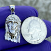 925 Sterling Silver Real VS Diamond Jesus Pendant 1 Inch