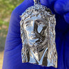925 Sterling Silver Real VS Diamonds Large Jesus Pendant 2.5"