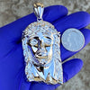 925 Sterling Silver Real VS Diamonds Large Jesus Pendant 2.5"