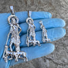 925 Sterling Silver Saint St Lazarus Dogs Pendant San Lazaro 1"-2.75"