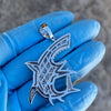 925 Sterling Silver Shark Iced Hip Hop Pendant CZ Flooded Out 2"