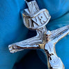 925 Sterling Silver Shiny Jesus Crucifix Cross Pendant 1.5"