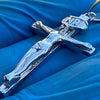 925 Sterling Silver Shiny Jesus Crucifix Cross Pendant 1.5"