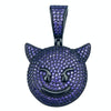 925 Sterling Silver Smiling Devil Emoji Iced Purple CZ Flooded Out Pendant