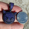 925 Sterling Silver Smiling Devil Emoji Iced Purple CZ Flooded Out Pendant