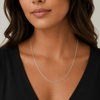 925 Sterling Silver Sparkle Diamond-Cut Rope Chain Margarita Necklace 1MM